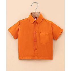 Babyhug Half Sleeves Shirt & Mundu Set - Orange