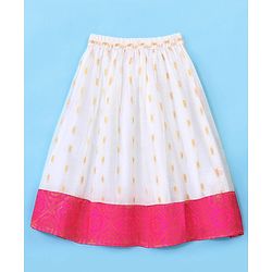 Babyhug 100% Cotton Woven Short Sleeves South Pavda Pattu & Lehenga Set Embroidery Detailing - Pink