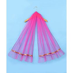 Babyhug 100% Cotton Woven Short Sleeves South Pavda Pattu & Lehenga Set Embroidery Detailing - Pink