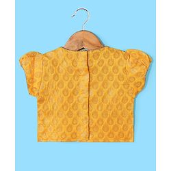 Babyhug 100% Cotton Woven Half Sleeves South Pavda Pattu & Lehenga Set Embroidered - Yellow