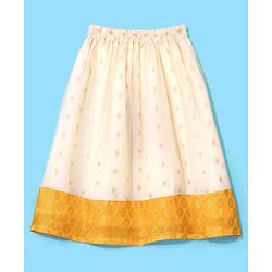 Babyhug 100% Cotton Woven Half Sleeves South Pavda Pattu & Lehenga Set Embroidered - Yellow