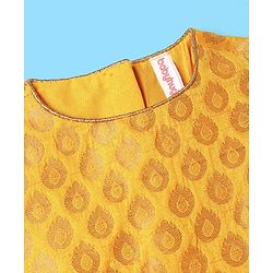 Babyhug 100% Cotton Woven Half Sleeves South Pavda Pattu & Lehenga Set Embroidered - Yellow