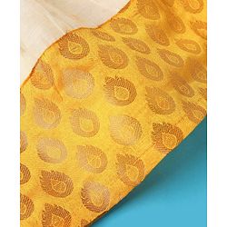 Babyhug 100% Cotton Woven Half Sleeves South Pavda Pattu & Lehenga Set Embroidered - Yellow