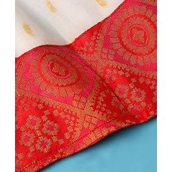 Babyhug 100% Cotton Woven Short Sleeves South Pavda Pattu & Lehenga Set Embroidery Detailing - Red