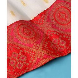 Babyhug 100% Cotton Woven Short Sleeves South Pavda Pattu & Lehenga Set Embroidery Detailing - Red