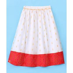 Babyhug 100% Cotton Woven Short Sleeves South Pavda Pattu & Lehenga Set Embroidery Detailing - Red