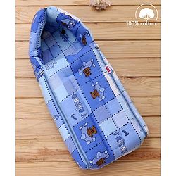 Babyhug Cotton lovely Friends Print Sleeping Bag - Blue