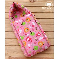 Babyhug Cotton Jungle Safari Print Sleeping Bag - Pink