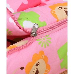 Babyhug Cotton Jungle Safari Print Sleeping Bag - Pink