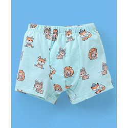 Babyhug 100% Cotton Knit Boxers Striped & Wild Animal Print Pack of 3 - Orange Grey & Blue