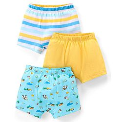 Babyhug 100% Cotton Briefs Pack of 3 Squirrel Print - Yellow & Blue