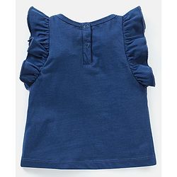 Babyhug 100% Cotton Frill Sleeves Top & Shorts Set Floral Text Print- Navy & Pink