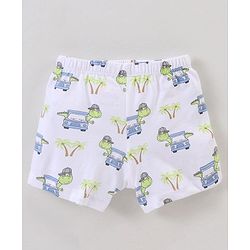 Babyhug 100% Cotton Briefs Stripes & Car Print Pack of 3- Blue & White