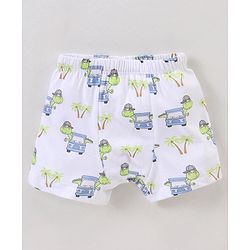 Babyhug 100% Cotton Briefs Stripes & Car Print Pack of 3- Blue & White