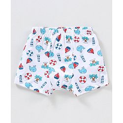 Babyhug 100% Cotton Striped & Whales Print Briefs Pack of 3 - Red White & Navy