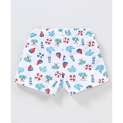 Babyhug 100% Cotton Striped & Whales Print Briefs Pack of 3 - Red White & Navy