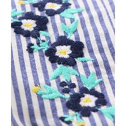 Babyhug 100% Cotton Frill Sleeves Top & Leggings Set Floral Print & Embroidery- Blue