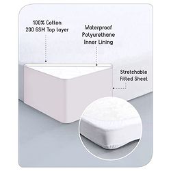 Babyhug Waterproof 100% Terry Cotton Breathable Fitted Mattress Protector Cover- White