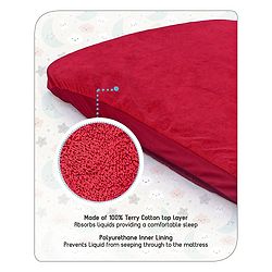 Babyhug Waterproof 100% Terry Cotton Breathable Fitted Mattress Protector Cover- Maroon