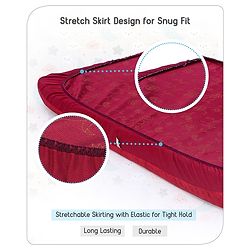 Babyhug Waterproof 100% Terry Cotton Breathable Fitted Mattress Protector Cover- Maroon