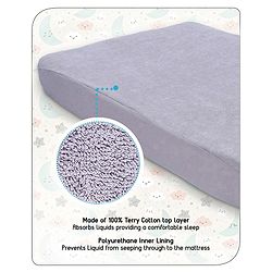 Babyhug Waterproof 100% Terry Cotton Breathable Fitted Mattress Protector Cover- Grey