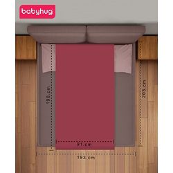 Babyhug Waterproof 100% Terry Cotton Breathable Fitted Mattress Protector Cover- Maroon