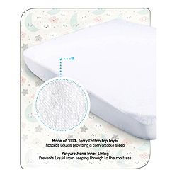 Babyhug Waterproof 100% Terry Cotton Breathable Fitted Mattress Protector Cover- White