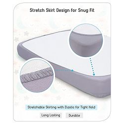Babyhug Waterproof 100% Terry Cotton Breathable Fitted Mattress Protector Cover - Grey