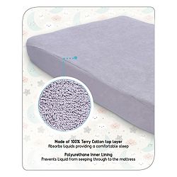 Babyhug Waterproof 100% Terry Cotton Breathable Fitted Mattress Protector Cover- Grey