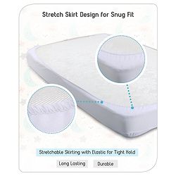 Babyhug Waterproof 100% Terry Cotton Breathable Fitted Mattress Protector Cover- White