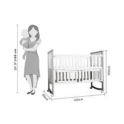 Babyhug Chester 3 in 1 Rocking Cot Cum Junior Bed With Mattress - White