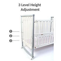 Babyhug Chester 3 in 1 Rocking Cot Cum Junior Bed With Mattress - White