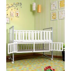 Babyhug Chester 3 in 1 Rocking Cot Cum Junior Bed With Mattress - White