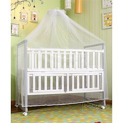 Babyhug Chester 3 in 1 Rocking Cot Cum Junior Bed With Mattress - White