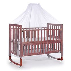 Babyhug Chester 3 In 1 Rocking Cot Cum Junior Bed With Mattress - Dark Brown
