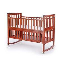 Babyhug Chester 3 In 1 Rocking Cot Cum Junior Bed With Mattress - Dark Brown