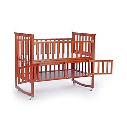Babyhug Chester 3 In 1 Rocking Cot Cum Junior Bed With Mattress - Dark Brown