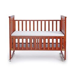Babyhug Chester 3 In 1 Rocking Cot Cum Junior Bed With Mattress - Dark Brown
