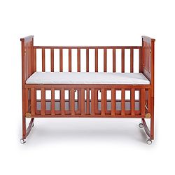 Babyhug Chester 3 In 1 Rocking Cot Cum Junior Bed With Mattress - Dark Brown