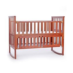 Babyhug Chester 3 In 1 Rocking Cot Cum Junior Bed With Mattress - Dark Brown