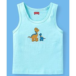 Babyhug 100% Cotton Sleeveless Sando Striped & Dino Print Pack of 3 - Orange White & Blue