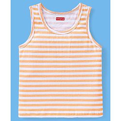 Babyhug 100% Cotton Sleeveless Sando Striped & Dino Print Pack of 3 - Orange White & Blue