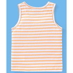 Babyhug 100% Cotton Sleeveless Sando Striped & Dino Print Pack of 3 - Orange White & Blue