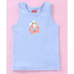 Babyhug 100% Cotton Sleeveless Sando Striped & Beach Print Pack of 3 - Blue