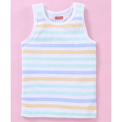 Babyhug 100% Cotton Sleeveless Sando Striped & Beach Print Pack of 3 - Blue