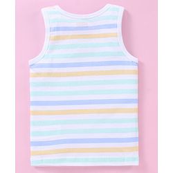 Babyhug 100% Cotton Sleeveless Sando Striped & Beach Print Pack of 3 - Blue