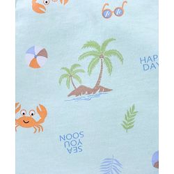 Babyhug 100% Cotton Sleeveless Sando Striped & Beach Print Pack of 3 - Blue