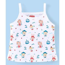Babyhug 100% Cotton Knit Sleeveless Striped Slips Teddy Print Pack of 3 - Red Pink & White