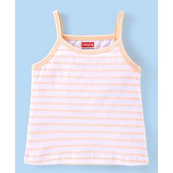 Babyhug 100% Cotton Knit Sleeveless Striped Slips Teddy Print Pack of 3 - Red Pink & White