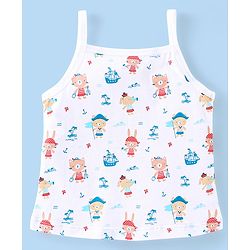 Babyhug 100% Cotton Knit Sleeveless Striped Slips Teddy Print Pack of 3 - Red Pink & White